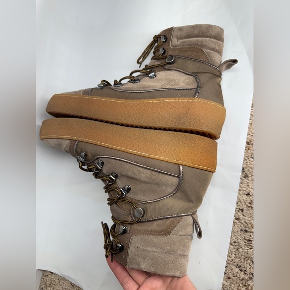 Aquatalia Gabriella Suede Platform High-Top Sneakers Taupe Men's 8 Italy Made - Picture 8 of 15